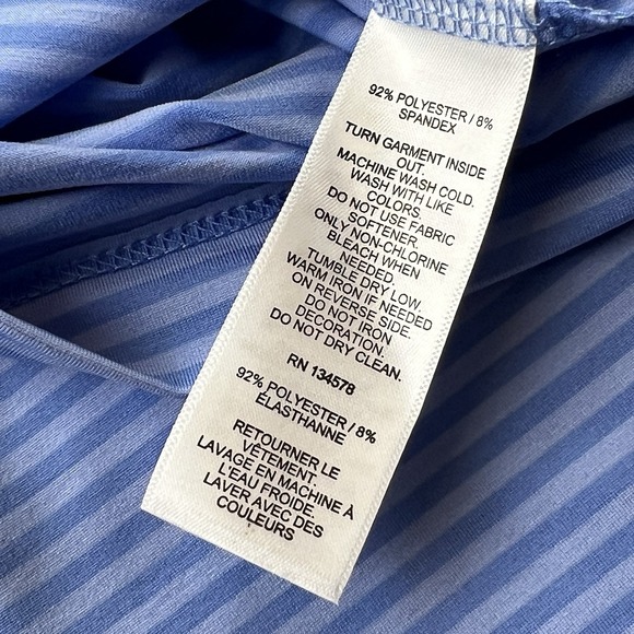 Vineyard Vines Sankaty Dress Womens L Blue Stripe Whale Logo Stretch NWT - Picture 9 of 10